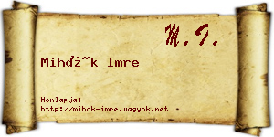 Mihók Imre névjegykártya